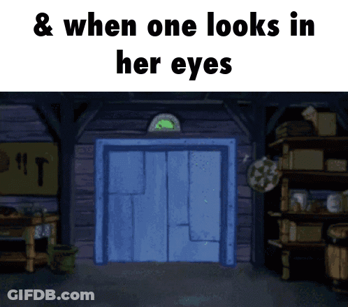 Blue Door With Words When One Looks In Her Eyes GIF