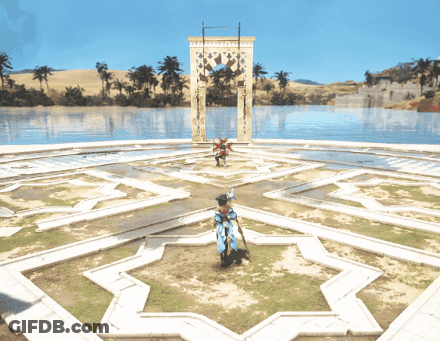 Blue Dress Woman In Circle At Clock Tower GIF