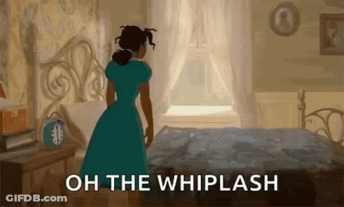 Blue Dress Woman Standing By Bed And Window GIF