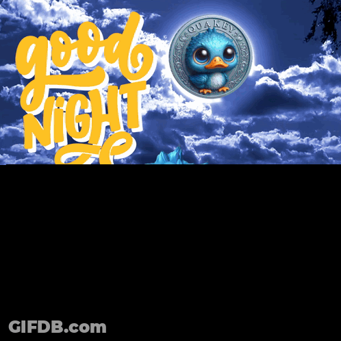Blue Duck With Good Night GIF