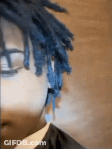 Blue Dyed Hair Close Up GIF