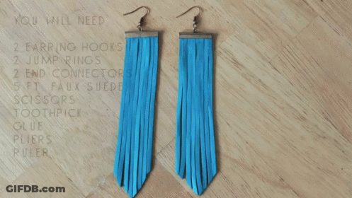 Blue Earrings Next To Things You Will Need GIF