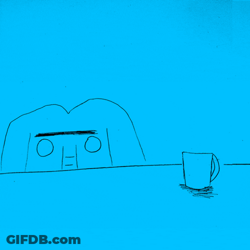 Blue Elephant Drinking Coffee GIF