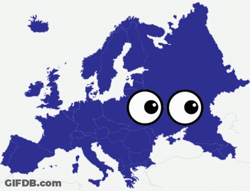 Blue Europe Map With Eyes GIF