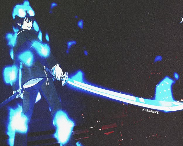 Blue Exorcist Blue Flames Pose GIF