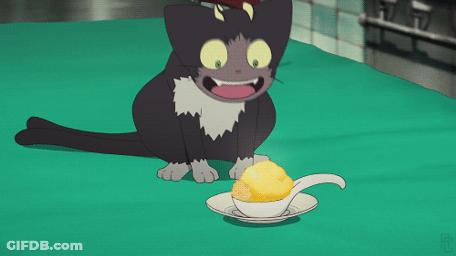 Blue Exorcist Cat Eating Delicious Yum GIF