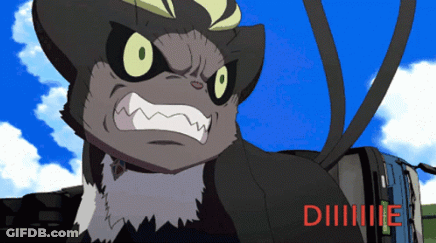 Blue Exorcist Kuro Die Growl Cat GIF