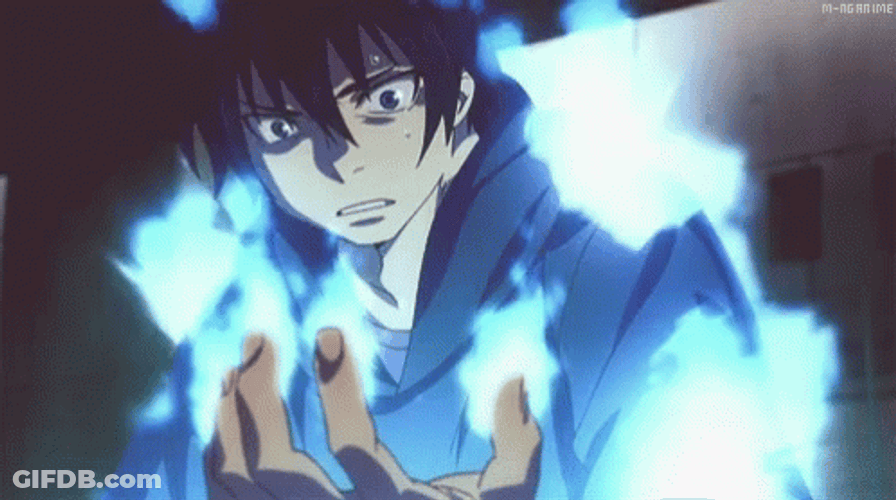 Blue Exorcist Rin Discovers Blue Flames GIF