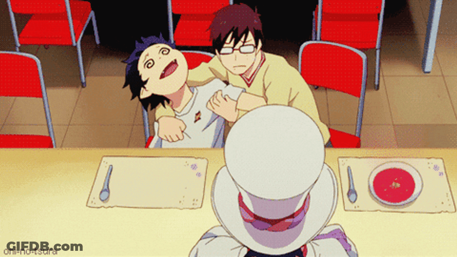 Blue Exorcist Rin Is Knocked Out Restaurant GIF