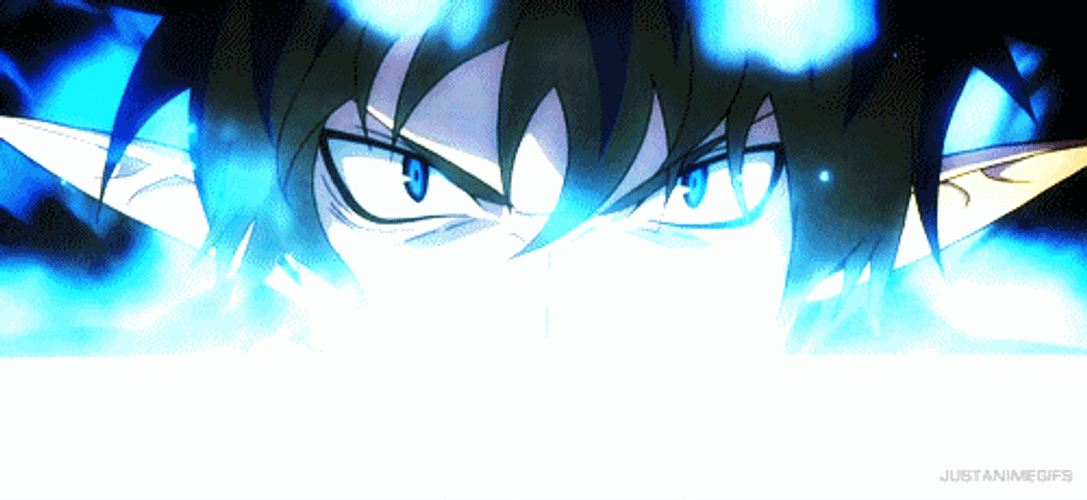 Blue Exorcist Rin Unsheathe Sword Blue Flames GIF