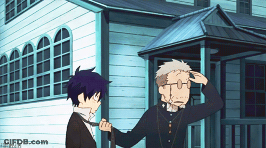 Blue Exorcist Shiro Goofing With Rin GIF