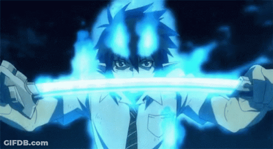 Blue Exorcist Sword Power Blue Aura GIF