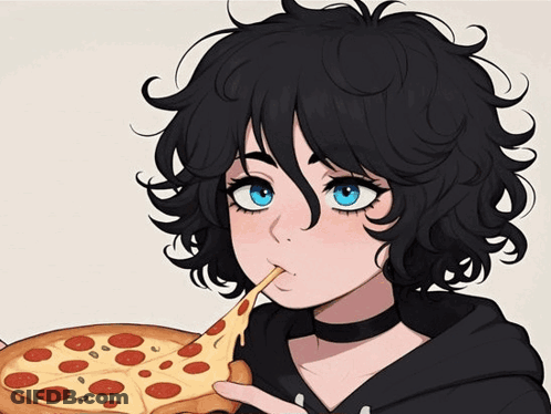 Blue Eyed Girl Eating Pizza GIF