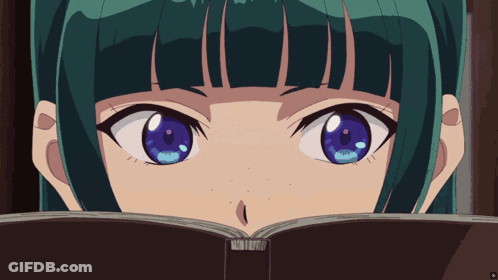 Blue-Eyed Girl Reading Ao No Exorcist Book GIF