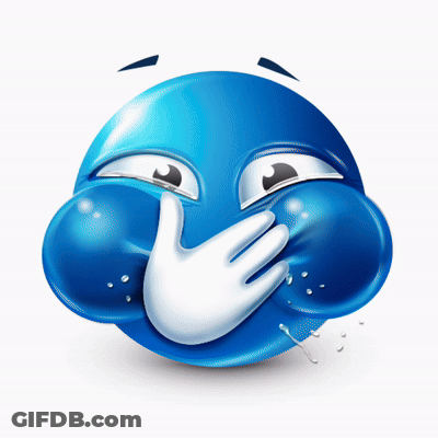 Blue Face Cartoon Covering Mouth GIF