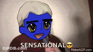 Blue Face Cartoon Saying Sensational GIF