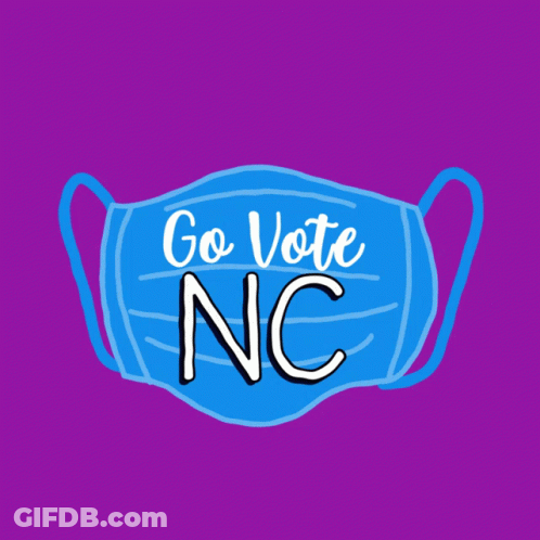 Blue Face Mask Saying Go Vote NC GIF