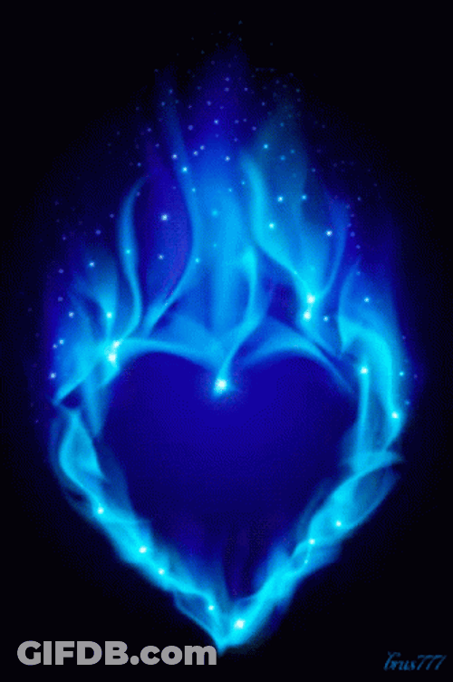 Blue Fire Burning Heart GIF