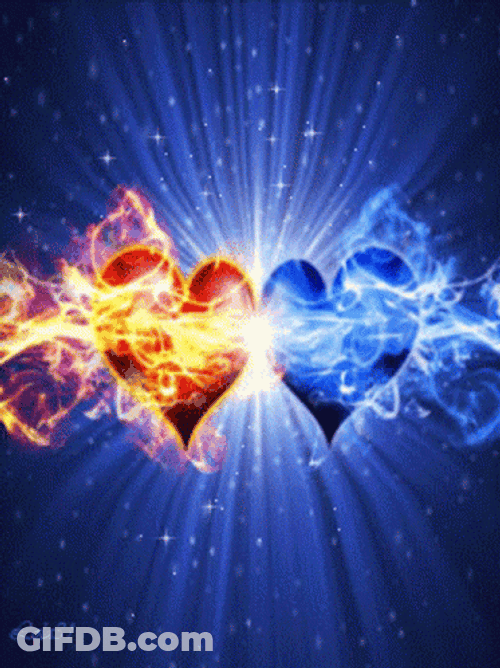 Blue Fire Cool Heart Shaped GIF