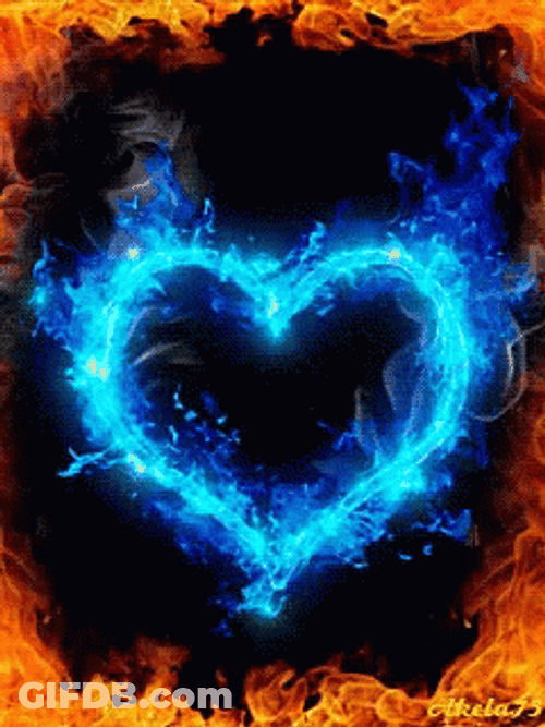 Blue Fire Flame Heart GIF