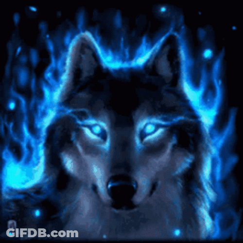 Blue Fire Neon Wolf GIF