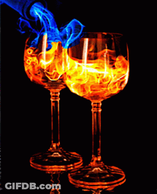 Blue Fire On Wine Glass GIF