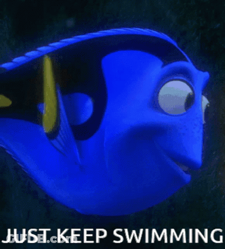 Blue Fish Just Keep Swimming GIF