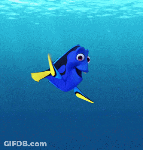 Blue Fish With Yellow Fins Swimming GIF