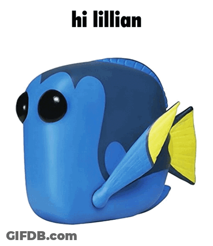 Blue Fish With Yellow Tail Says Hi Lillian GIF