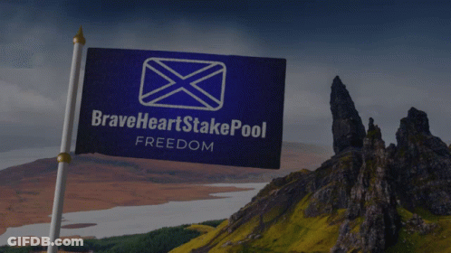 Blue Flag Braveheart Freeltakerpool Flying Near Mountain GIF