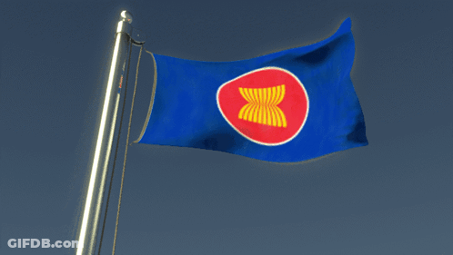 Blue Flag With Red Circle And Letter X GIF