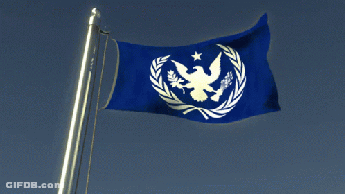 Blue Flag With White Eagle And Star GIF