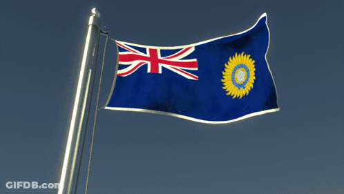 Blue Flag With Yellow Circle GIF