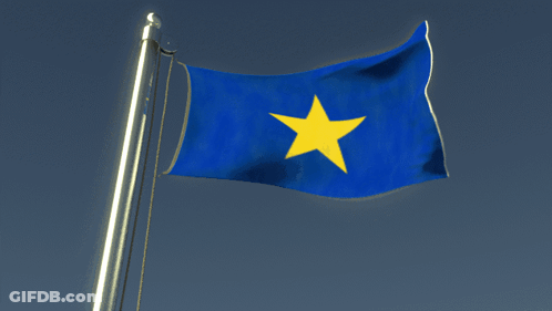 Blue Flag With Yellow Star Flying GIF