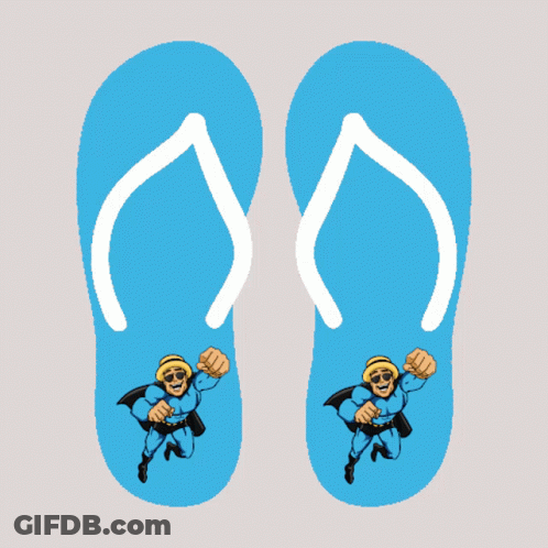 Blue Flip Flops With Superhero GIF