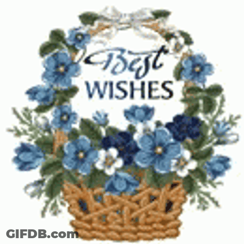 Blue Flowers Best Wishes Basket GIF