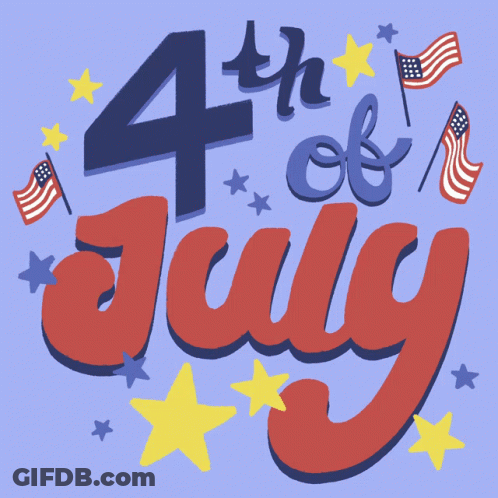 Blue Fourth Of July Card With Stars And Flags GIF