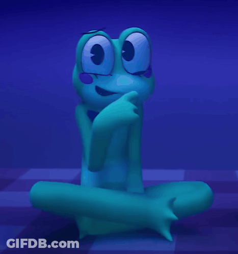 Blue Frog Sitting With Hand On Nose GIF