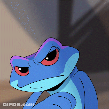 Blue Frog With Red Eyes And Black Nose GIF