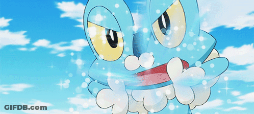 Blue Frog With Yellow Eyes Holding Light GIF
