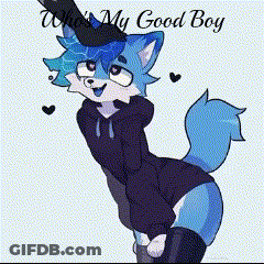 Blue Furry Cartoon Character In Black Hoodie And Knee High Boots GIF
