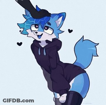 Blue Furry In Hoodie GIF