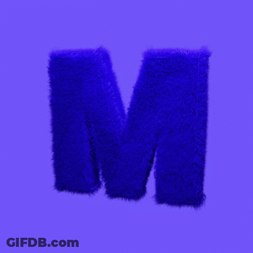 Blue Furry Letter M GIF