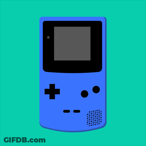 Blue Game Boy With A Rainbow On The Screen GIF