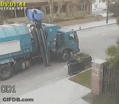 Blue Garbage Truck GIF