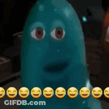 Blue Ghost With Smiley Faces GIF