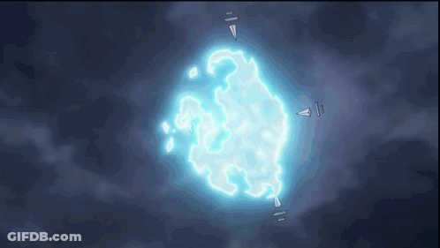 Blue Glowing Object Floating Against Cloudy Sky GIF