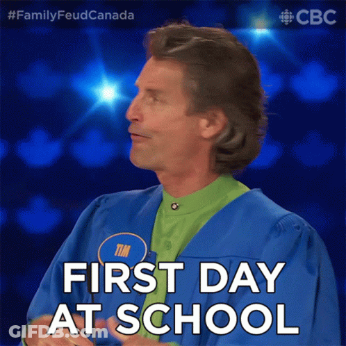 Blue Gown Man Says First Day School Tim GIF