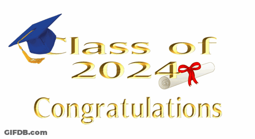 Blue Graduation Cap Class Of 2024 GIF