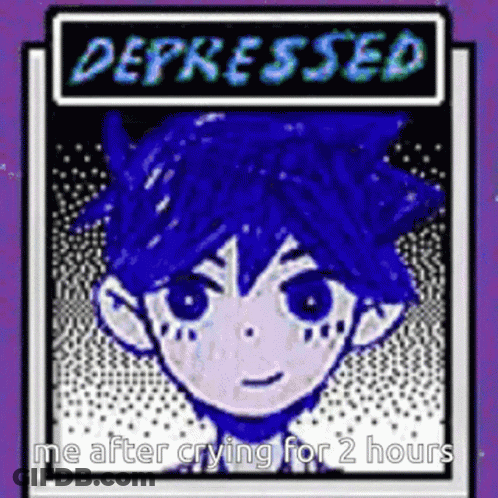 Blue Hair Boy Depressed Me After Crying 2 Hours GIF